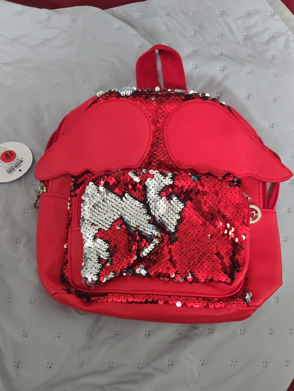 Red Sequin Mini Backpack with Wing Accent - Unbranded